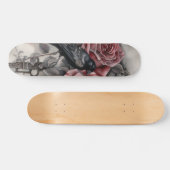 Gothic Raven & Roses Skateboard (Horizontal)