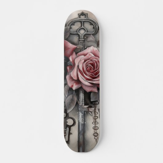 Gothic Raven & Roses Skateboard (Vorne)