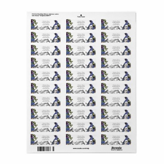 Gothic Raven & Skull Lila Rücksendeadresse (Vorne)