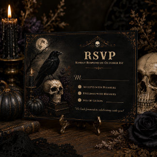 Gothic Raven Skull Vollmond | RSVP Karte