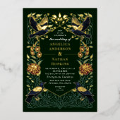 Gothic Raven Snapdragon Wedding Folieneinladung (Vorderseite)
