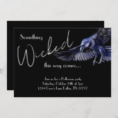 Gothic Raven Something Wicked Halloween-Party Einladung (Vorne/Hinten)