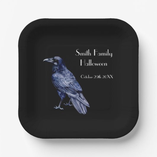 Gothic Raven Something Wicked Halloween-Party Pappteller (Vorderseite)