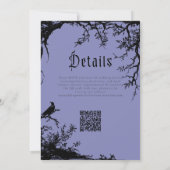 Gothic Raven Tree Engraving Black Blue Wedding Einladung (Rückseite)