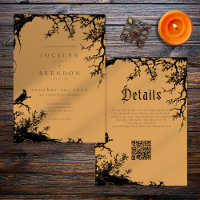 Gothic Raven Tree Engraving Schwarz Orange Hochzei