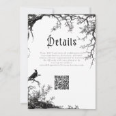 Gothic Raven Tree Engraving Schwarz Weiß Hochzeit Einladung (Rückseite)