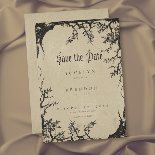 Gothic Raven Tree Gravur Schwarze Tan Hochzeit Save The Date