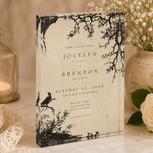 Gothic Raven Tree Gravur Tan Hochzeitsandenken Fotoblock