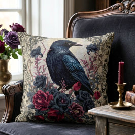 Gothic Raven und Rose Kissen