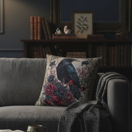 Gothic Raven und Rose Kissen