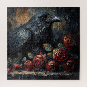 Gothic Raven und Rosen Moody-Malerei-Puzzle Puzzle