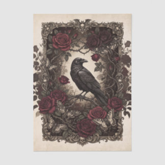 Gothic Raven und rote Rosen Vintage-Rahmen-Design Seidenpapier