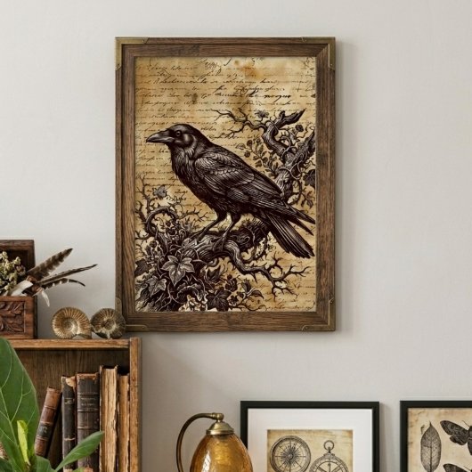 Gothic Raven Vintage Script Dark Academia Poster