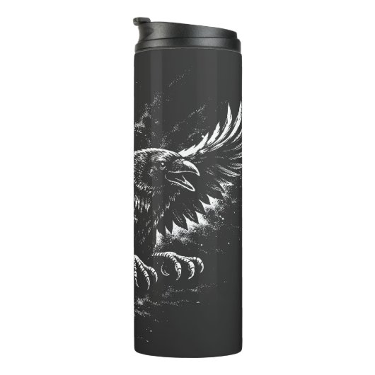 Gothic Raven – von BurnsInHell Thermosbecher (Nach rechts gedreht)
