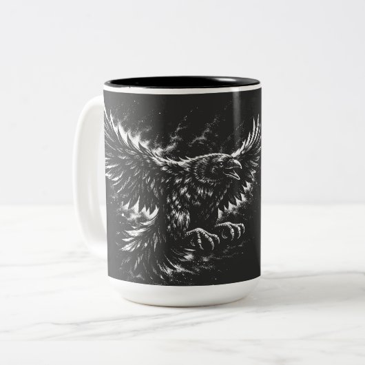 Gothic Raven – von BurnsInHell Zweifarbige Tasse (Vorderseite Links)
