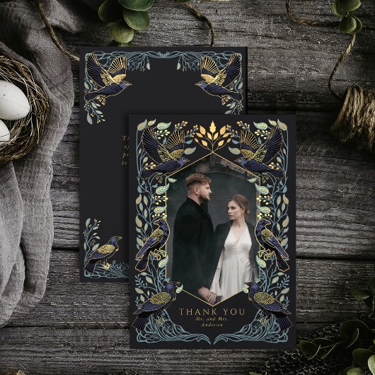 Gothic Raven Wedding Dankeschön Card Dankeskarte