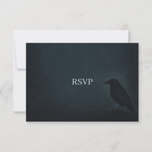 Gothic Raven Wedding RSVP Karte (Vorderseite)