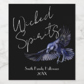 Gothic Raven Wicked Spirits Halloween-Party Weinetikett (Einzelnes Label)