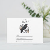 Gothic Raven Winter Wedding RSVP Karte (Stehend Vorderseite)