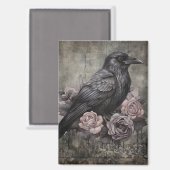 Gothic Raven with Roses Dark Magnet (Vorderseite/Rückseite)