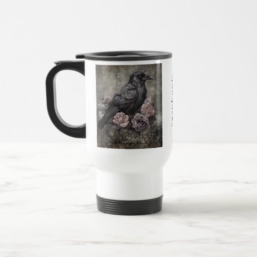 Gothic Raven with Roses Dark Reisebecher (Links)