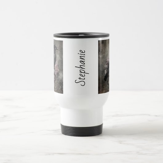 Gothic Raven with Roses Dark Reisebecher (Mittel)