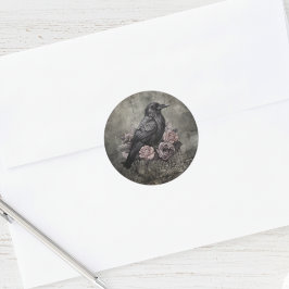 Gothic Raven with Roses Dark Runder Aufkleber