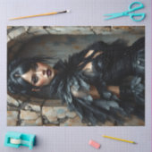 Gothic Raven Woman Decoupage Paper Seidenpapier (Basteln)