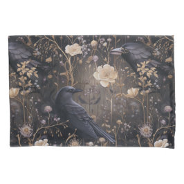 Gothic Ravens & Blume Muster Kissenbezug