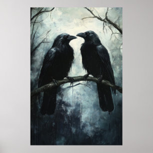 Gothic Ravens: Eine dunkle und geheimnisvolle Ölma Poster