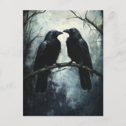 Gothic Ravens: Eine dunkle und geheimnisvolle Ölma Postkarte (Vorderseite)