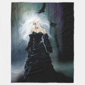 Gothic Ravens Forest Woman Black Fleecedecke (Vorderseite)