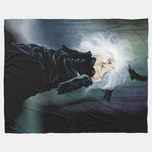 Gothic Ravens Forest Woman Black Fleecedecke (Vorderseite (Horizontal))