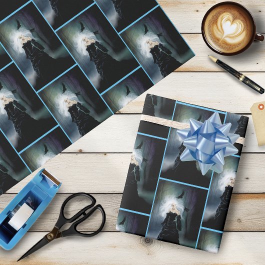 Gothic Ravens Forest Woman Black Geschenkpapier