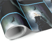 Gothic Ravens Forest Woman Black Geschenkpapier (Rolleneckpunkt)