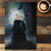Gothic Ravens Forest Woman Black Puzzle