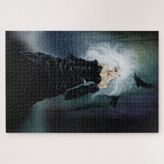 Gothic Ravens Forest Woman Black Puzzle (Horizontal)