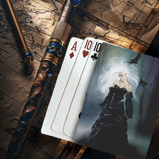 Gothic Ravens Forest Woman Black Spielkarten