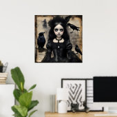 Gothic Ravens Mädchen Poster (Heimbüro)