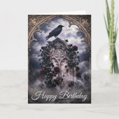 Gothic Ravens & Roses Tombstone Birthday Card Karte (Vorderseite)