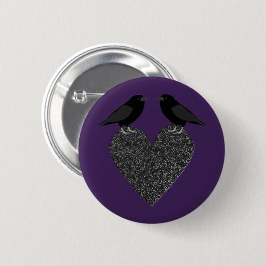Gothic Ravens und Black Heart Button (Vorne & Hinten)