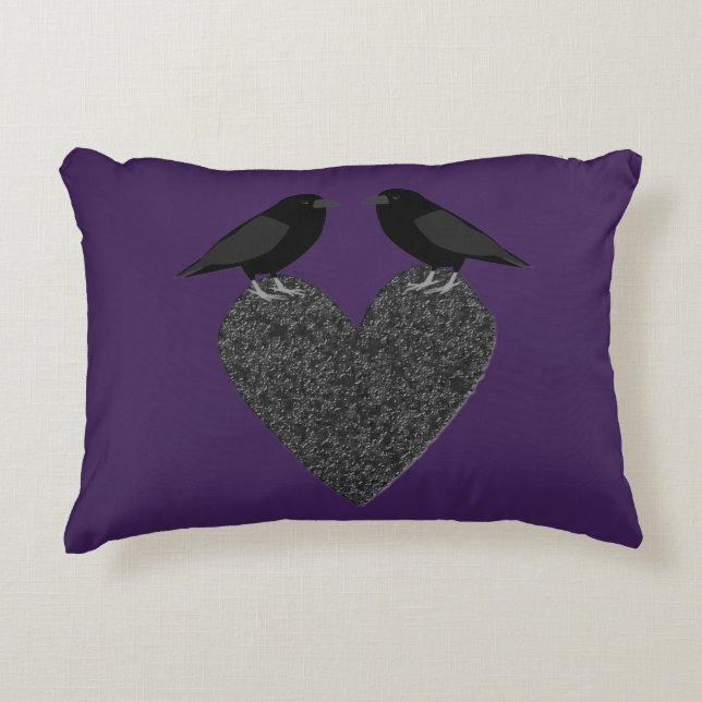 Gothic Ravens und Black Heart Custom Dekokissen (Vorderseite)