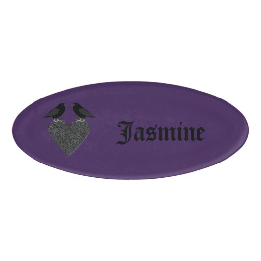 Gothic Ravens und Black Heart Custom Namenschild (Vorderseite)