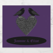 Gothic Ravens und Black Heart Custom Schaumweinetikett (Einzelnes Label)