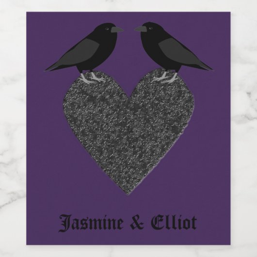 Gothic Ravens und Black Heart Custom Weinetikett (Einzelnes Label)