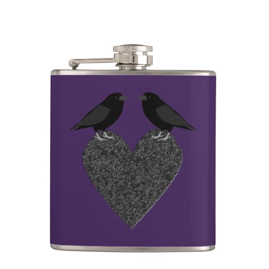 Gothic Ravens und Black Heart Flachmann (Vorderseite)