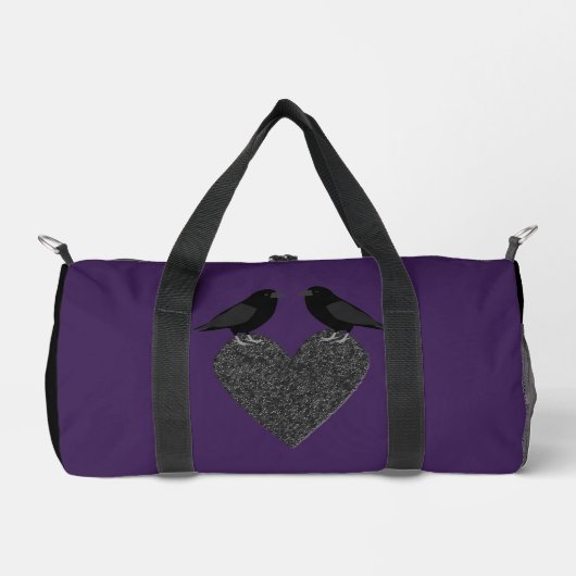Gothic Ravens und Black Heart Gemustert Duffle Bag (Vorderseite)