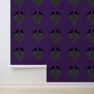 Gothic Ravens und Black Heart Gemustert Tapete