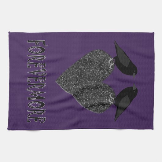 Gothic Ravens und Black Heart Geschirrtuch (Horizontal)