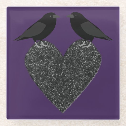 Gothic Ravens und Black Heart Glasuntersetzer (Vorderseite)